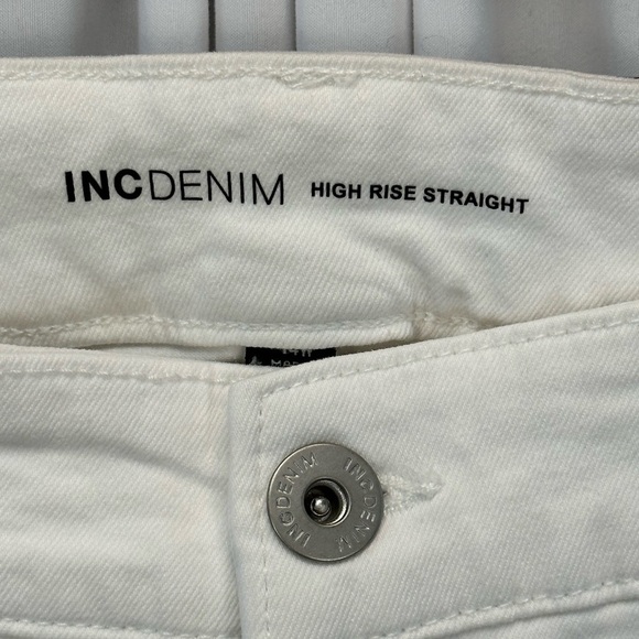 INC Denim High Rise Straight Leg Jeans - White - size 14W - Picture 4 of 12